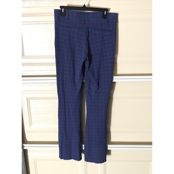 Betabrand Dress Pant Yoga Pants Blue Grid Plaid Size L Bootcut Stretch Work - Picture 3 of 8
